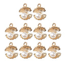10pieces Bail Design Fashion Alloy Pearl Shell Charms Jewelry Making Pendant DIY Craft Accessory Gold 13X16mm