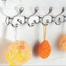 Rust Resistant Chrome Double-deck 6 Hook Wall Hanger Coat Hat Towel Rack Home Bathroom Bedroom Kitchen Use Hook Hanger
