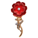 Diamante Crystal Enamel Red Brooch Pin Carnation Flower Mothers Gift Jewelry