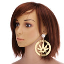 Punk Large Round Marijuana Earrings Acrylic Ear Studs Women Fashion Jewelry