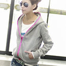 Women Girls Ladies Fashionable Zipper Design Cape Hooded Coat Gray