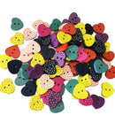100 Pieces Wooden Sewing Buttons Scrapbooking DIY Craft Heart Mixed 2-Holes Dot Pattern 15.0mm (5/8 '') x 13.0mm (4/8'')