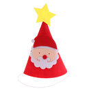 Merry Christmas DIY Red Felt Fabric Cone Hat Santa Claus Star Cap Kids Birthday Fancy Dress Costume Prop