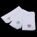 Pack of 12 Vintage Women's Flower Embroidery 100% Cotton Handkerchiefs Soft Hanky