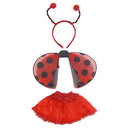 Pack of 3/Set Ladybird Head Hoop Wing Red Tutu Skirt Girls Fancy Dress Costume
