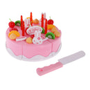Kid Kitchen Pretend Play Set Pink Happy Birthady Cake Food Cutting Toys for Baby Toddler
