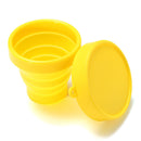 170ml Silicone Foldable Collapsible Cup with Lid Outdoor Camping Travel Yellow