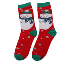 1 Pair 80% Cotton Unisex Autumn Winter Cute Snowman Christmas Style Soft Crew Socks Red