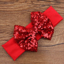 Baby Girl Elastic Soft Comfortable Sequined Bowknot Headband Headwear Hair Accessory Red 18.5cmx6.5cm