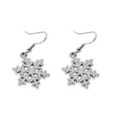 Women Girls Ladies Fashionable Charming Elegant Snowflake Christmas Earrings Ear Hooks Xmas Birthday Party Gift Silver