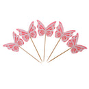 5pcs Glitter Pink Butterfly Design Cupcake Picks Wedding Christmas Baby Shower Cake Toppers Food Sticks Baking Accessories
