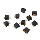 10pcs Momentary SPDT 3P Rocker Switch 2 Circuits On-Off Yellow LED