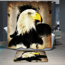 Home Bathroom Bedroom Door Window Use Extra Long Fabric Bath Shower Eagle Print Pattern Curtain With 12 Hooks