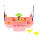 Kids Baby Electronic Add Water Circulating Fishing Game Toy Set with Music & Sound Swimming Pool Toy - 6 Ducks Pink