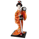 12inch Japanese Kimono Geisha Doll Kokeshi Handicraft Home Decoration Orange Clothes
