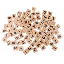 Pack of 100 Wooden Numbers&Symbols Tiles Wood Crafts for Board Game Fun Toy Gift