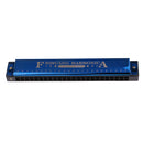 24 Holes Tremolo C Key Mouth Organ Harmonica with Box Cloth Wind Musical Instrument Blue