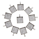 10 Pcs Vintage Antique Silver Small Alloy Square Groove Pendants Necklace Bracelet