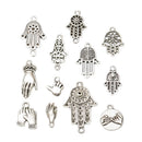 12 Styles Antique Silver Palm Charms Connectors Dangle Pendants fit Bracelet Jewelry Making Craft