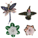 4 Pieces/Set Dragonfly Flower Sequins Rhinestones Beads Brooch Appliques Patches for Clothing Decoration