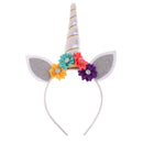 Glitter Girls Unicorn Horn Flower Headband Cosplay Fancy Dress Silver