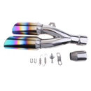 51mm Dual-Outlet Exhaust Muffler Pipe Silencer Slip on for Yamaha Colorful