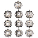 10 Pieces Square Flat Back Crystal Rhinestone Flat Back Embellishment DIY Buttons