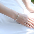 Lady Double Ball End Open Bangle Bracelet Free Size Adjustable Cuff Bracelet