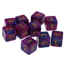 Pack of 10 Dual Colored Six Sided D6 Dice for D&D RPG Game Purple & Blue