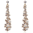 Fashion Women Ladies Long Drop Dangle Earring Rhinestone Faux Pearl Decor Ear Jewelry