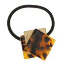 Girls Ladies Acrylic Metal Strong Elastic Square Shape Leopard Print Hair Band Head Accessory Dark Brown
