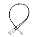 3.5mm Headphone Audio Splitter Jack Male to 2 Dual Female Cable Adapter,Y Splitter Cable for iPhone,Samsung,Tablet,Mp3,Hedaphone,Headset,Aluminum case Connector 30cm Cable Silver