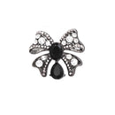 Women Jewelry Antique Black Crystal Bowknot Clothing Accessory Brooch Pin
