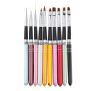 10pcs Colorful Nail Art Tips Design Nylon Brush Pen Set UV Gel Polish Dotting Painting Tool Kits