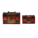 Small Big Vintage Wooden Treasure Chest Jewelry Box Organizers StoragePack of 2Pcs