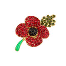 Womens Fashionable Jewelry Alloy Rhinestone Red Blooming Flower Charms Crystal Brooch Pin Breastpin Gift