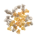40pcs Gold Silver Hollow Flower Charms End Beads Caps Jeweley Making 7 X 8mm