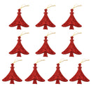 Glitter Tree Shape Christmas Tree Hanging Charms Home Decor Ornaments Red Pack Of 10PCS