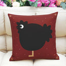 Black Hen Cotton Linen Throw Pillow Case Waist Cushion Cover Bed Decor