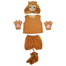 Kids Animal Costume Set Monkey Hat Top Shorts Gloves Shoes Party Halloween