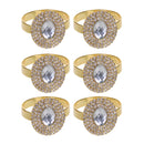 6 Pieces Diamante Oval 3-rows Crystal Napkin Ring Serviette Buckle Holder Wedding Dinner Table Decoration