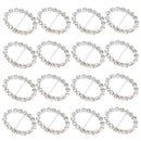 16 Pieces Oval Shape Rhinestone Ribbon Buckles Sliders for Wedding Invitation Party Favor Silver 10x20mm