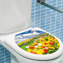 Toilet Seat Wall Sticker Yellow Tulip Vinyl Art Bathroom Decorative Decals