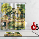 Home Hotel Bathroom Shower Room Door Window Decor Fashionable Print Charms Extra Long Fabric Bath Shower Curtain With 12 Hooks