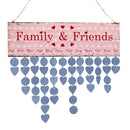 Family Friends Heart Reminder Calendar Wooden Board Blue Chips Hanging Decor