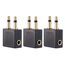 Aircraft Plug Converter Adaptor Plug Gold Plate for Headphone Earphones (Pack of 3)