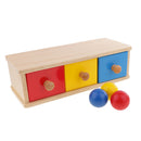 Montessori Educational Toy - Wooden Box Drawer Container w/ Ball Early Learn