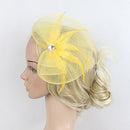 Fashionable Artificial Feather Charms Vintage Woman Headband Hairband for Women Wedding Cocktail Prom Party Hair Styling Yellow
