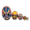 5PCS Wooden Matryoshka Matrioshka Russian Nesting Dolls Peking Opera Face Set