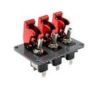 Car 12V 20A Ignition Engine Toggle Switch with Red Covers Carbon Fiber Panel